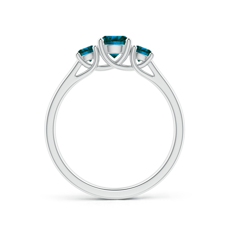 5.1mm AA Three Stone Round Blue Diamond Engagement Ring in White Gold side-1