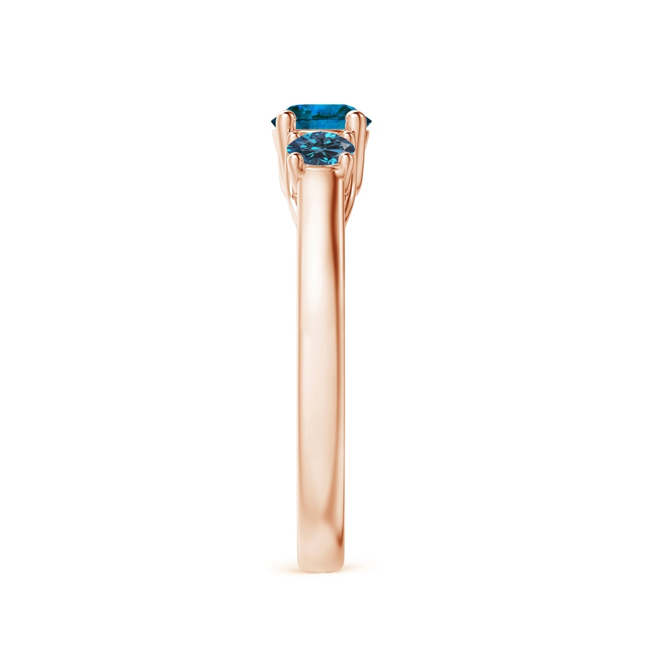 5.1mm AAA Three Stone Round Blue Diamond Engagement Ring in Rose Gold side-2