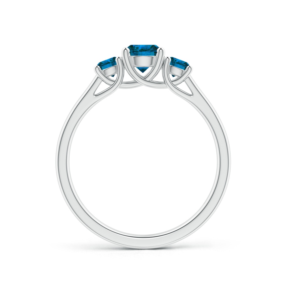 5.1mm AAA Three Stone Round Blue Diamond Engagement Ring in White Gold side-1