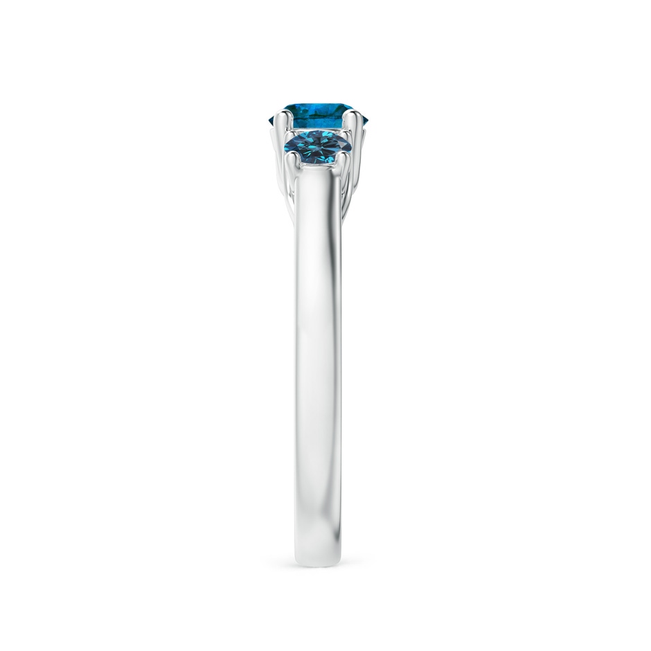 5.1mm AAA Three Stone Round Blue Diamond Engagement Ring in White Gold side-2