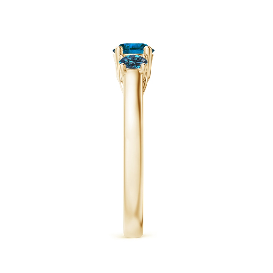 5.1mm AAA Three Stone Round Blue Diamond Engagement Ring in Yellow Gold side-2