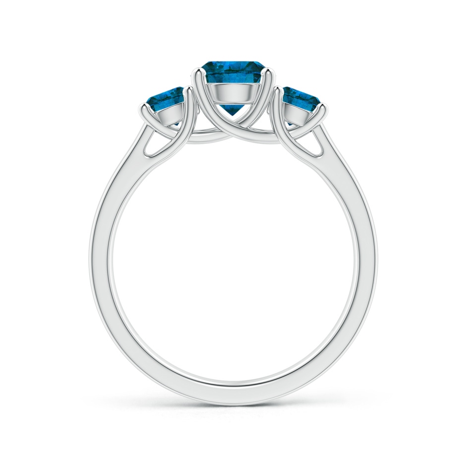 6.5mm AAA Three Stone Round Blue Diamond Engagement Ring in P950 Platinum side-1