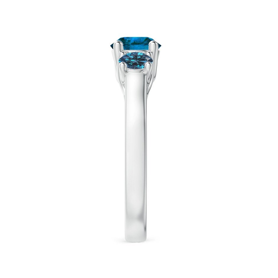 6.5mm AAA Three Stone Round Blue Diamond Engagement Ring in P950 Platinum side-2
