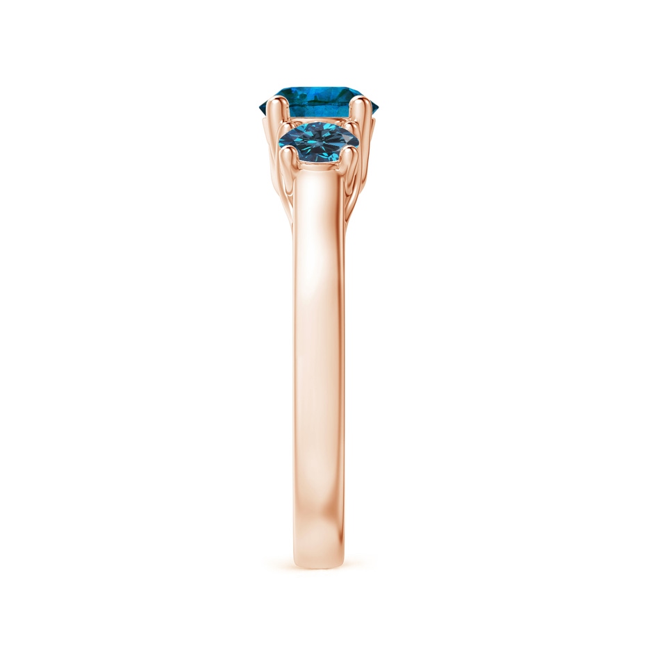 6.5mm AAA Three Stone Round Blue Diamond Engagement Ring in Rose Gold side-2