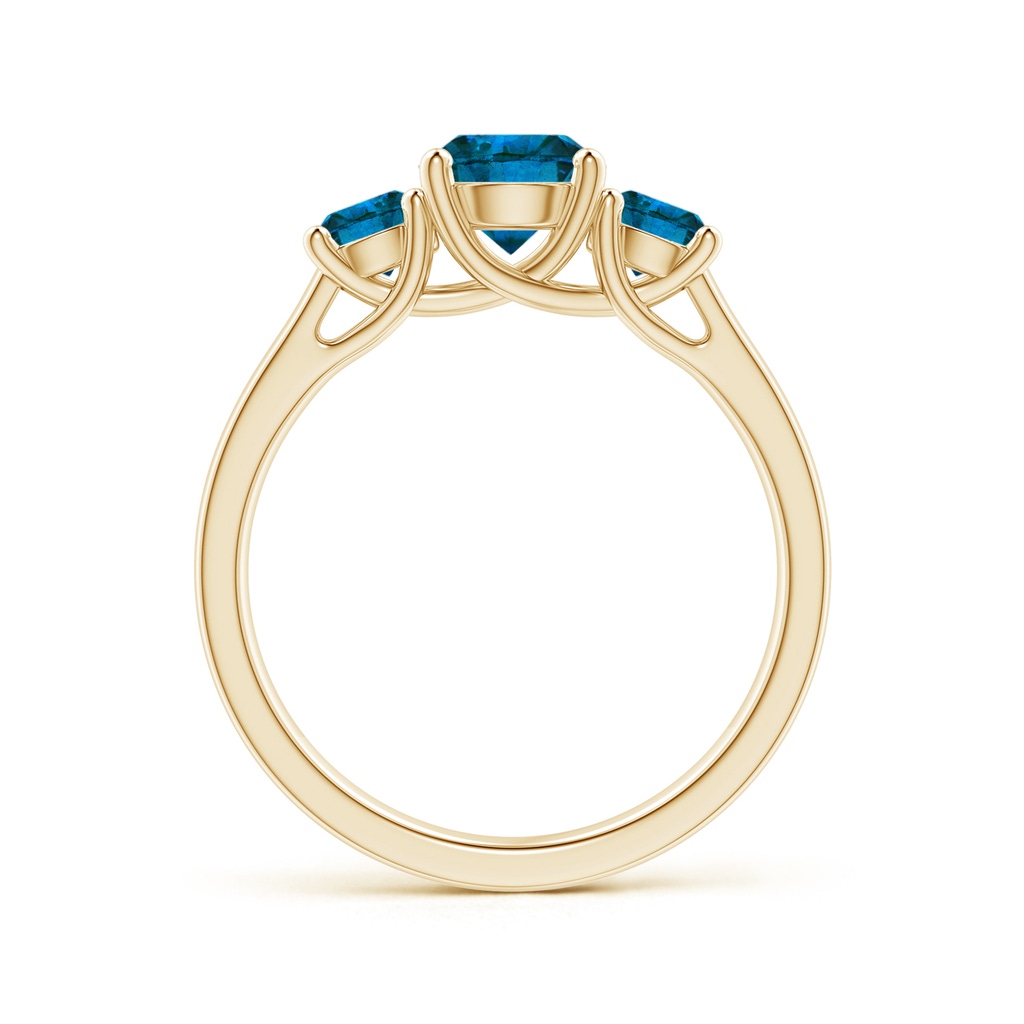 6.5mm AAA Three Stone Round Blue Diamond Engagement Ring in Yellow Gold - side_1