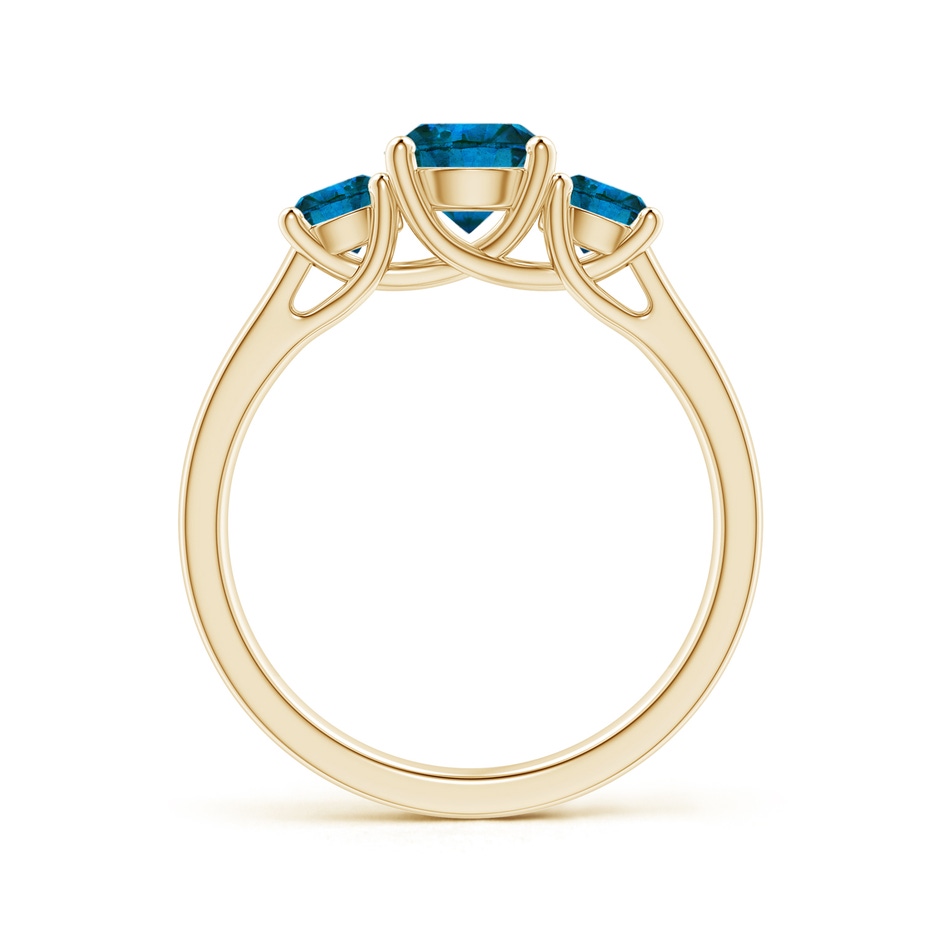 6.5mm AAA Three Stone Round Blue Diamond Engagement Ring in Yellow Gold side-1