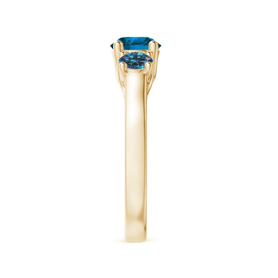 6.5mm AAA Three Stone Round Blue Diamond Engagement Ring in Yellow Gold side-2