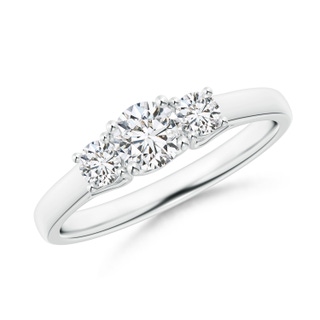 4.6mm HSI2 Three Stone Round Diamond Trellis Engagement Ring in White Gold