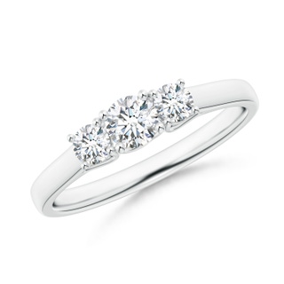 4mm GVS2 Three Stone Round Diamond Trellis Engagement Ring in 9K White Gold