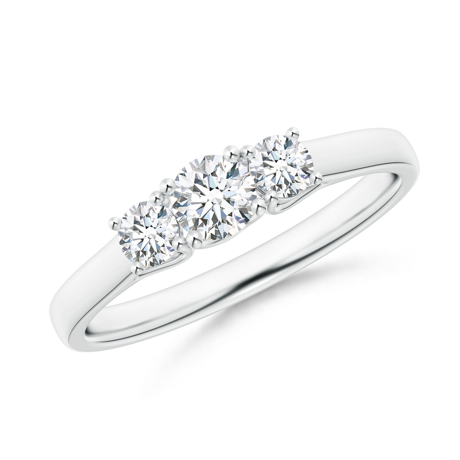 4mm GVS2 Three Stone Round Diamond Trellis Engagement Ring in P950 Platinum 