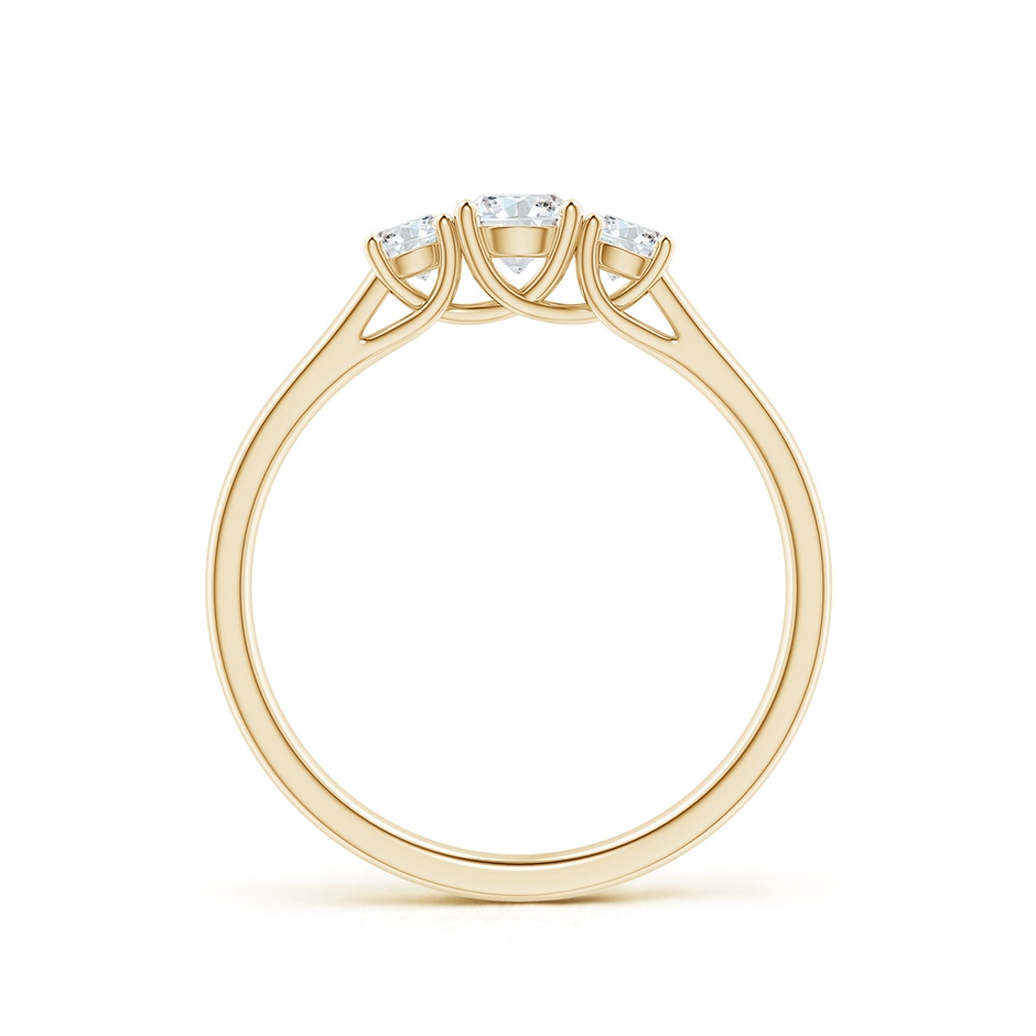 4mm GVS2 Three Stone Round Diamond Trellis Engagement Ring in Yellow Gold side-1