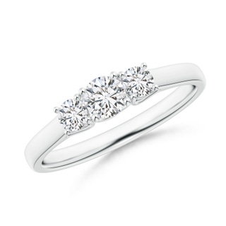 4mm HSI2 Three Stone Round Diamond Trellis Engagement Ring in 9K White Gold