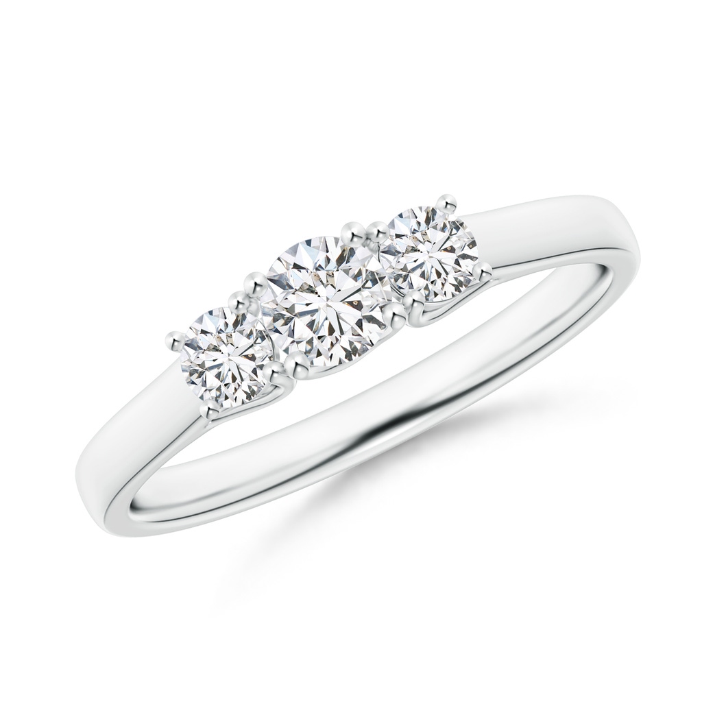 4mm HSI2 Three Stone Round Diamond Trellis Engagement Ring in White Gold