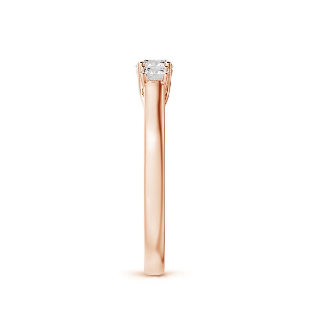 4mm IJI1I2 Three Stone Round Diamond Trellis Engagement Ring in 10K Rose Gold Side-2