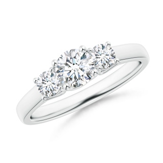 5.1mm GVS2 Three Stone Round Diamond Trellis Engagement Ring in P950 Platinum