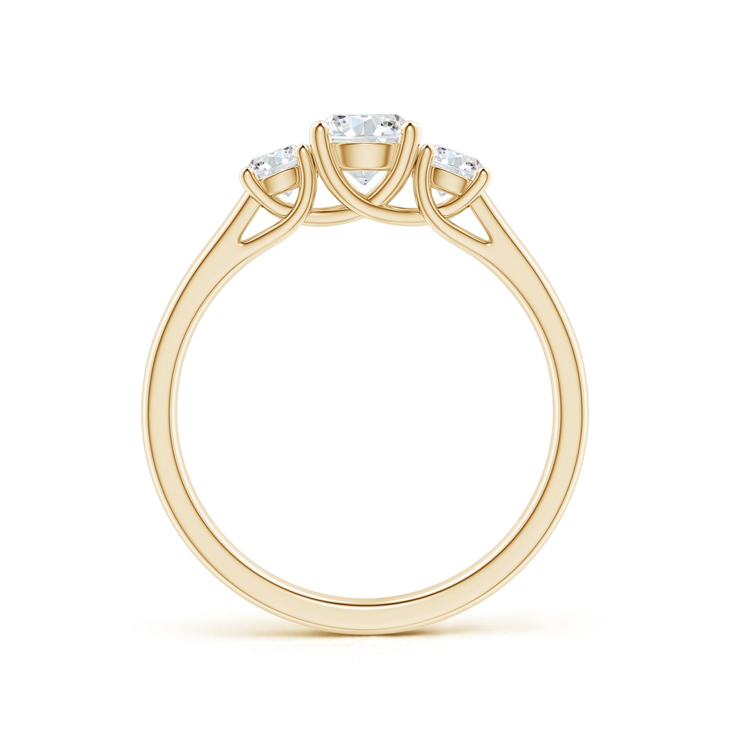 5.1mm GVS2 Three Stone Round Diamond Trellis Engagement Ring in Yellow Gold Side-1