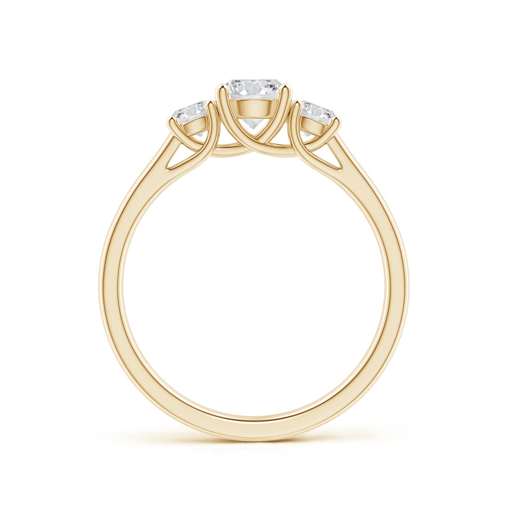 5.1mm HSI2 Three Stone Round Diamond Trellis Engagement Ring in Yellow Gold Side-1