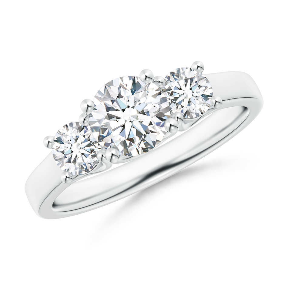 6.5mm GVS2 Three Stone Round Diamond Trellis Engagement Ring in P950 Platinum 