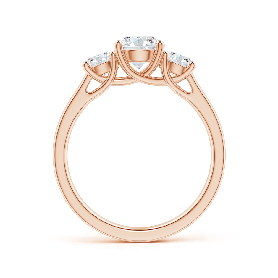 6.5mm GVS2 Three Stone Round Diamond Trellis Engagement Ring in Rose Gold side-1