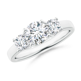 6.5mm GVS2 Three Stone Round Diamond Trellis Engagement Ring in White Gold