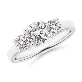 6.5mm IJI1I2 Three Stone Round Diamond Trellis Engagement Ring in P950 Platinum