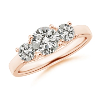 6.5mm KI3 Three Stone Round Diamond Trellis Engagement Ring in 9K Rose Gold