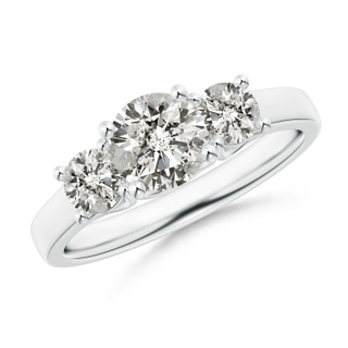 6.5mm KI3 Three Stone Round Diamond Trellis Engagement Ring in P950 Platinum