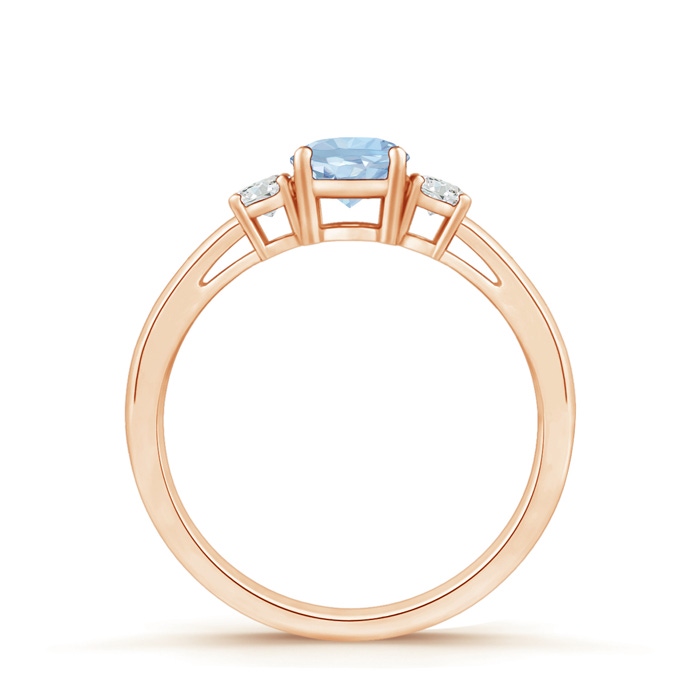 5mm AA Round Aquamarine & Diamond Three Stone Engagement Ring in Rose Gold side-1