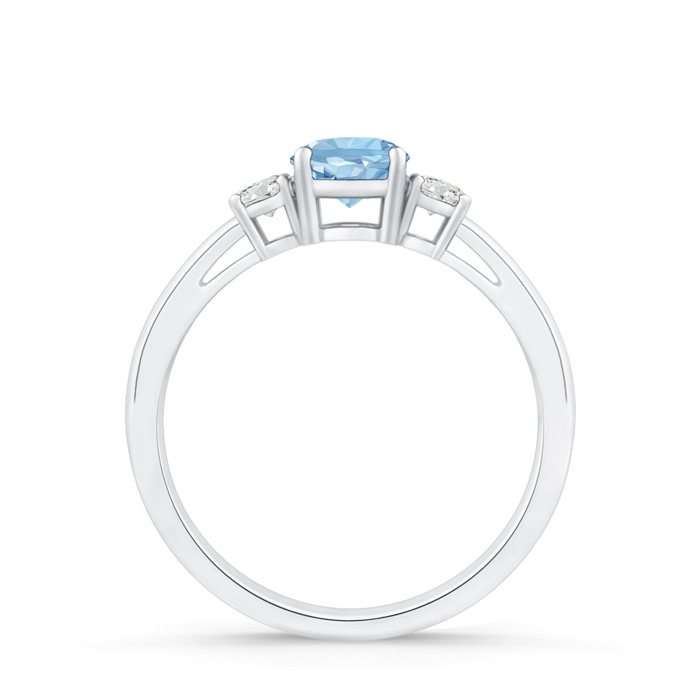 5mm AAA Round Aquamarine & Diamond Three Stone Engagement Ring in White Gold Side-1