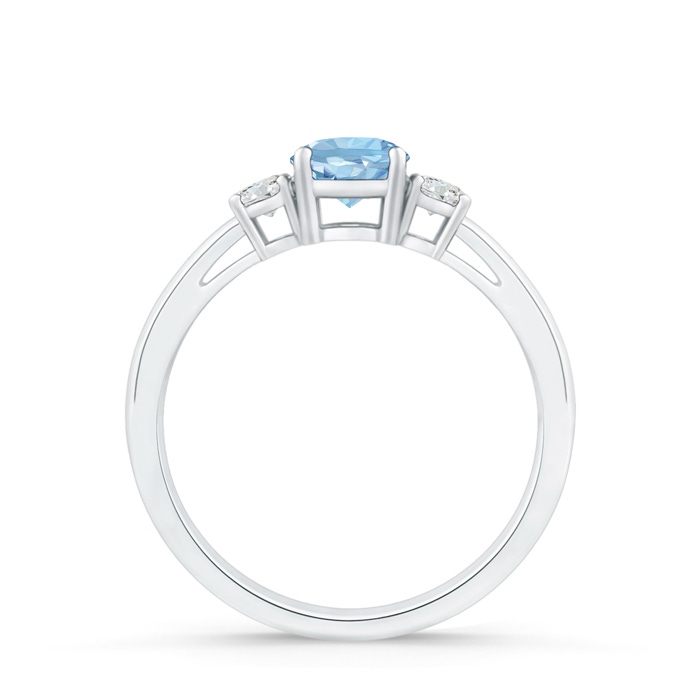 5mm AAA Round Aquamarine & Diamond Three Stone Engagement Ring in White Gold side-1