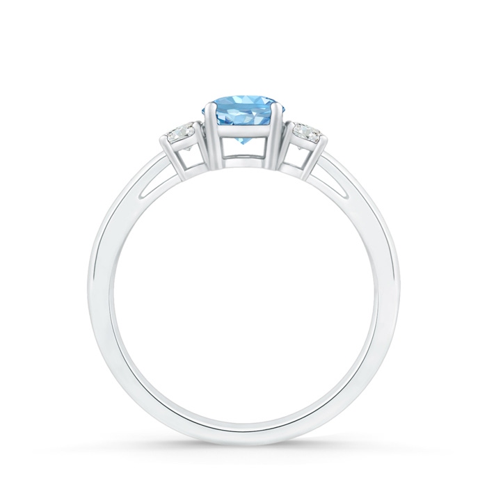 5mm AAAA Round Aquamarine & Diamond Three Stone Engagement Ring in White Gold side-1