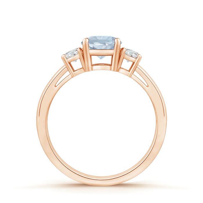 6mm A Round Aquamarine & Diamond Three Stone Engagement Ring in Rose Gold side-1