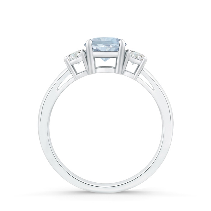 6mm A Round Aquamarine & Diamond Three Stone Engagement Ring in White Gold side-1