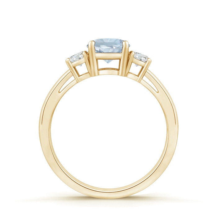 6mm A Round Aquamarine & Diamond Three Stone Engagement Ring in Yellow Gold side-1