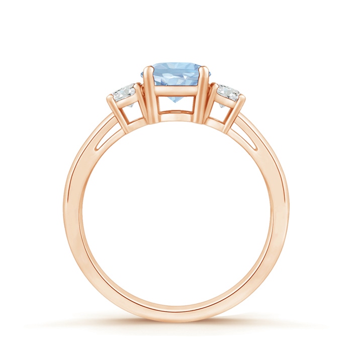 6mm AA Round Aquamarine & Diamond Three Stone Engagement Ring in Rose Gold side-1
