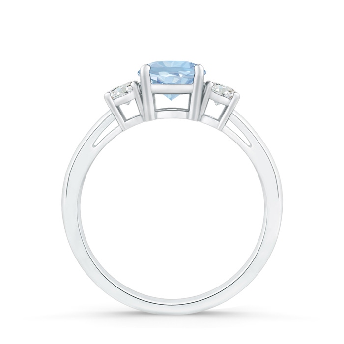 6mm AA Round Aquamarine & Diamond Three Stone Engagement Ring in White Gold side-1