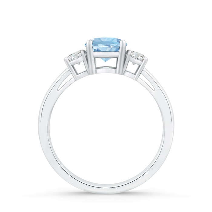 6mm AAA Round Aquamarine & Diamond Three Stone Engagement Ring in White Gold Side-1