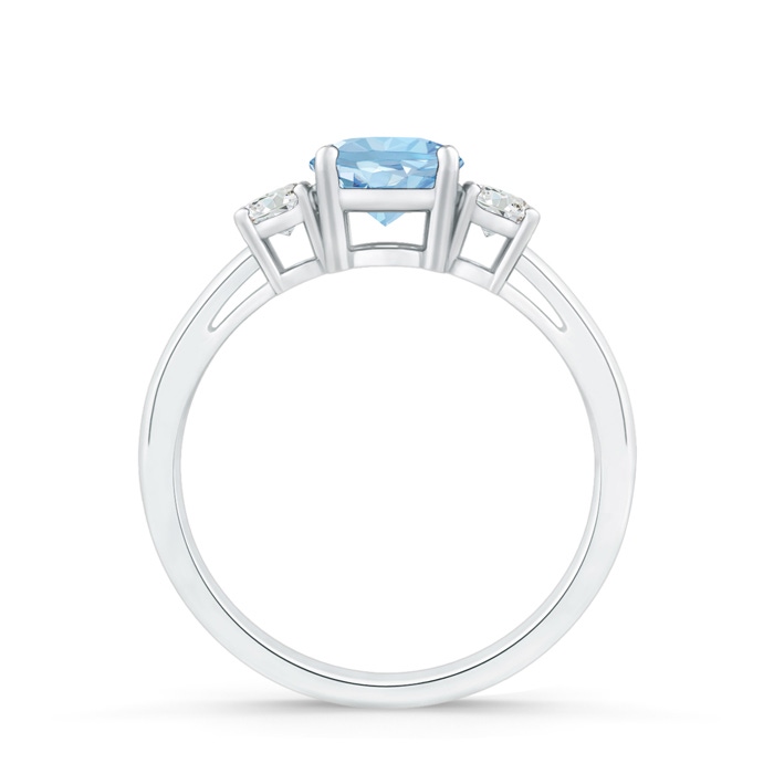 Round Aquamarine & Diamond Three Stone Engagement Ring | Angara