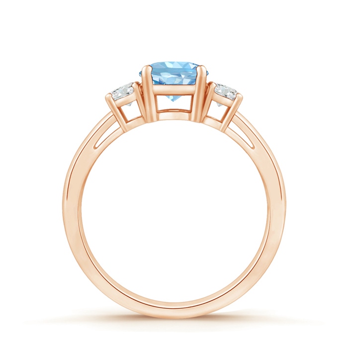 6mm AAAA Round Aquamarine & Diamond Three Stone Engagement Ring in Rose Gold side-1