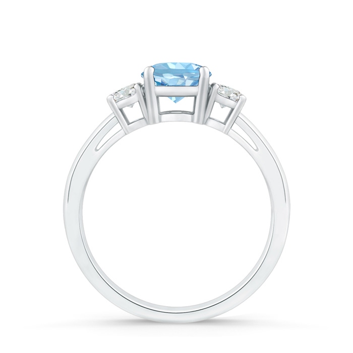 6mm AAAA Round Aquamarine & Diamond Three Stone Engagement Ring in White Gold side-1