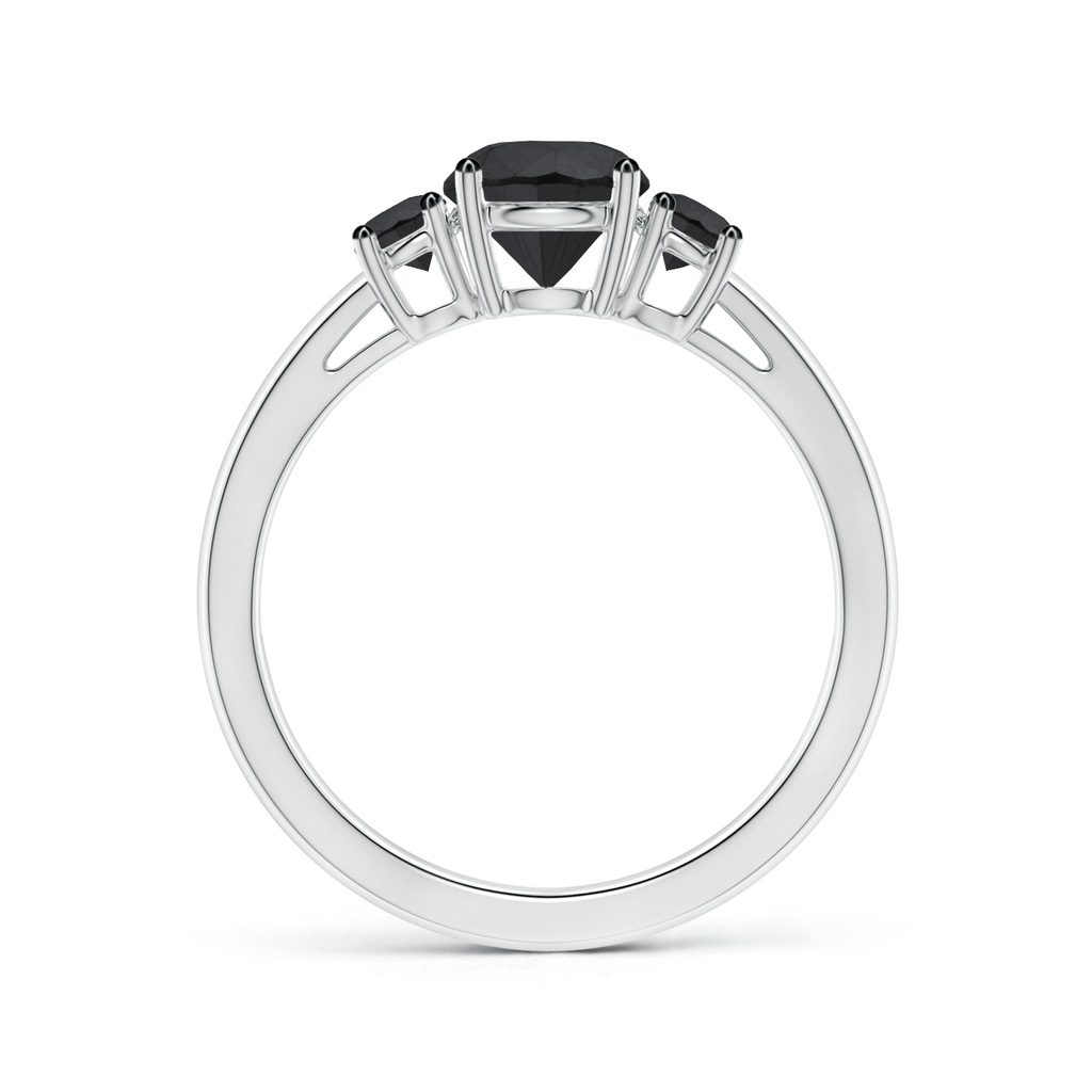 6mm AA Round Black Diamond Three Stone Engagement Ring in White Gold Side 1