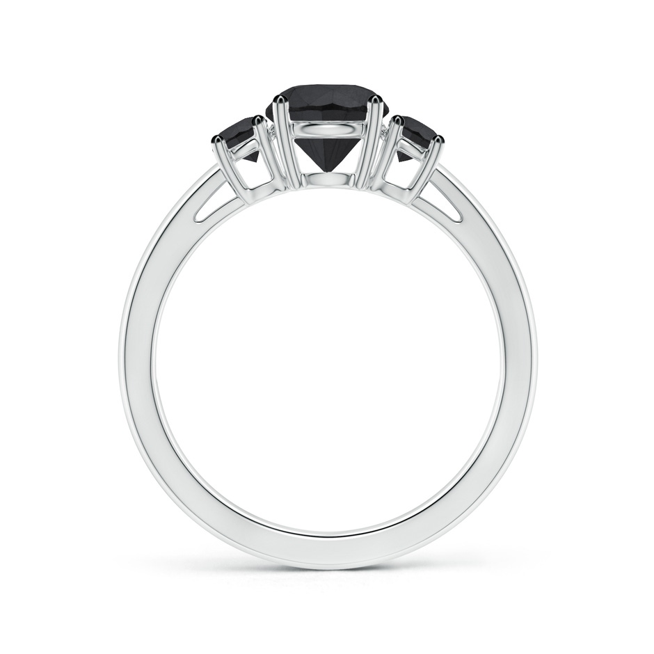 6mm AA Round Black Diamond Three Stone Engagement Ring in White Gold side 1