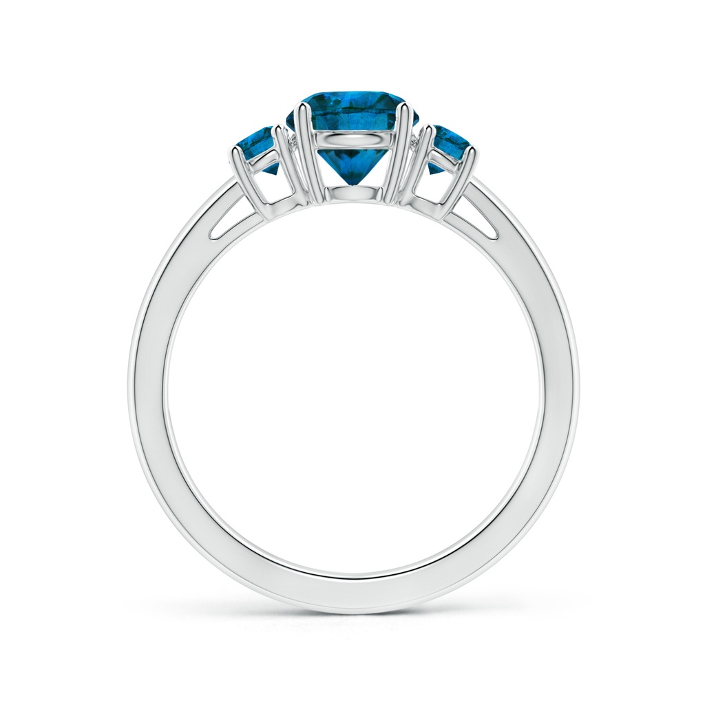 6mm AAA Round Blue Diamond Three Stone Engagement Ring in White Gold Side 1