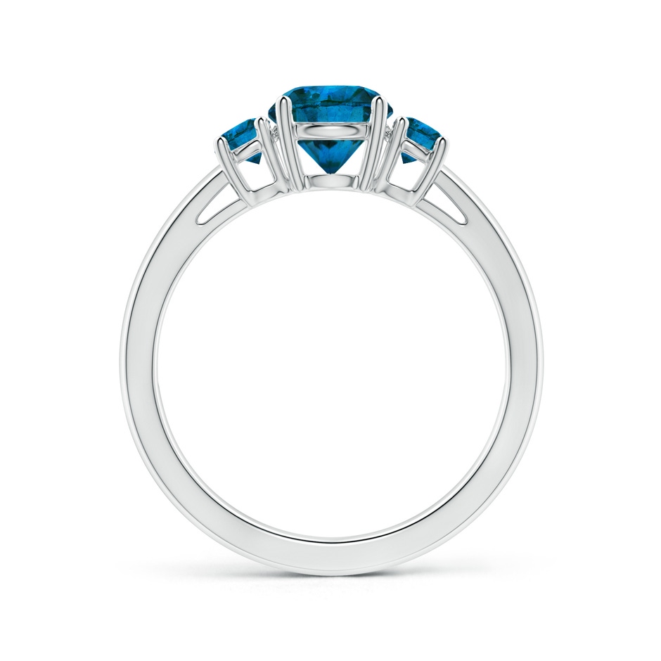 6mm AAA Round Blue Diamond Three Stone Engagement Ring in White Gold side 1