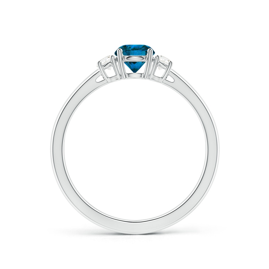 4.8mm AAA Round Blue & White Diamond Past Present Future Ring in White Gold side 1
