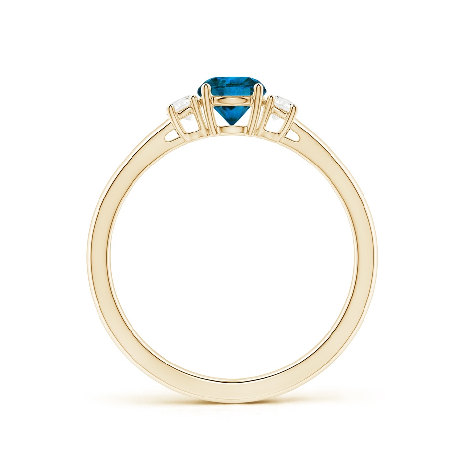 4.8mm AAA Round Blue & White Diamond Past Present Future Ring in Yellow Gold side 1