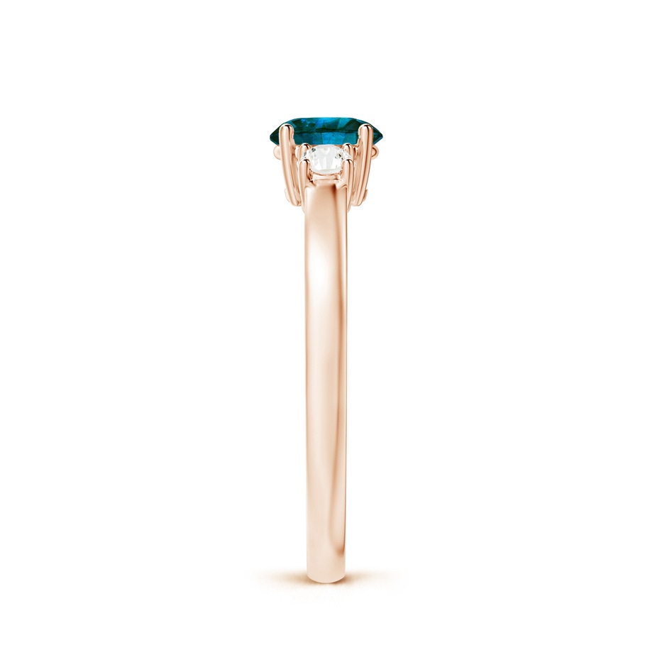 5.5mm AA Round Blue & White Diamond Past Present Future Ring in Rose Gold side 2