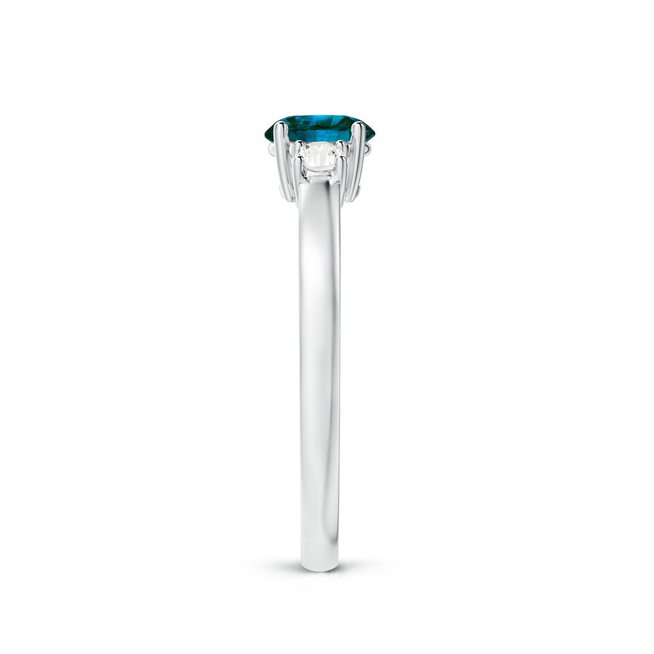 5.5mm AA Round Blue & White Diamond Past Present Future Ring in White Gold side 2