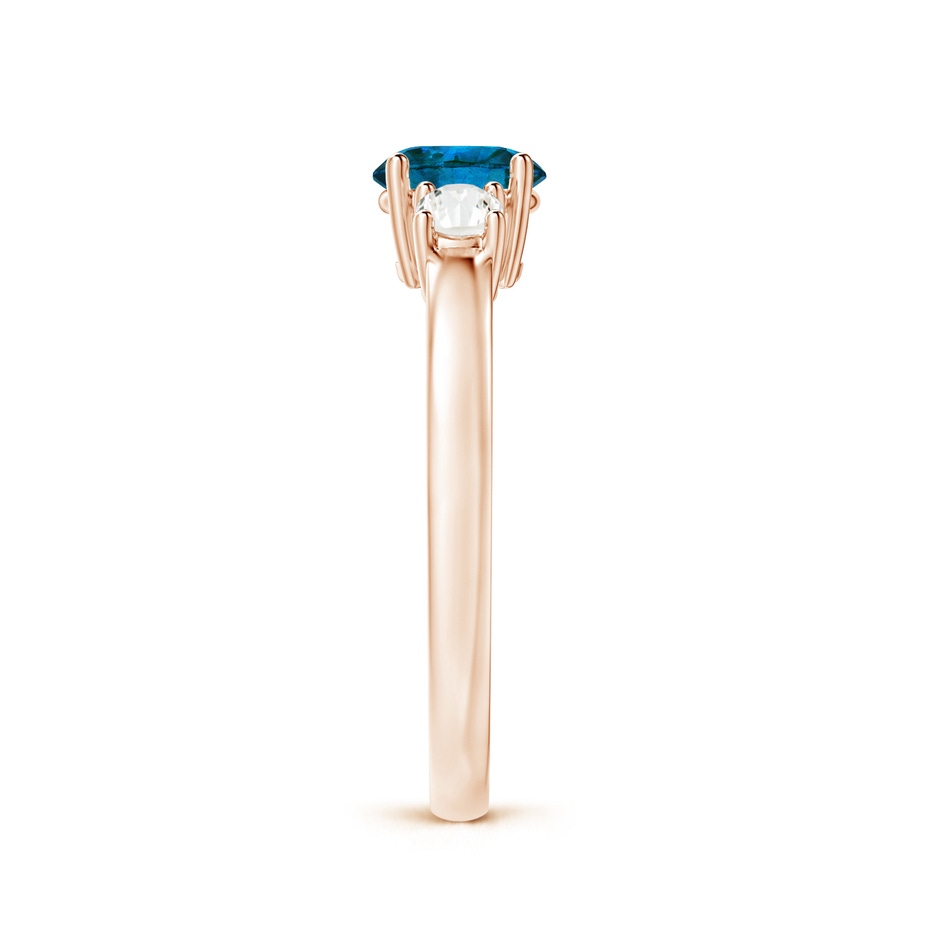 6mm AAA Round Blue & White Diamond Past Present Future Ring in Rose Gold side 2