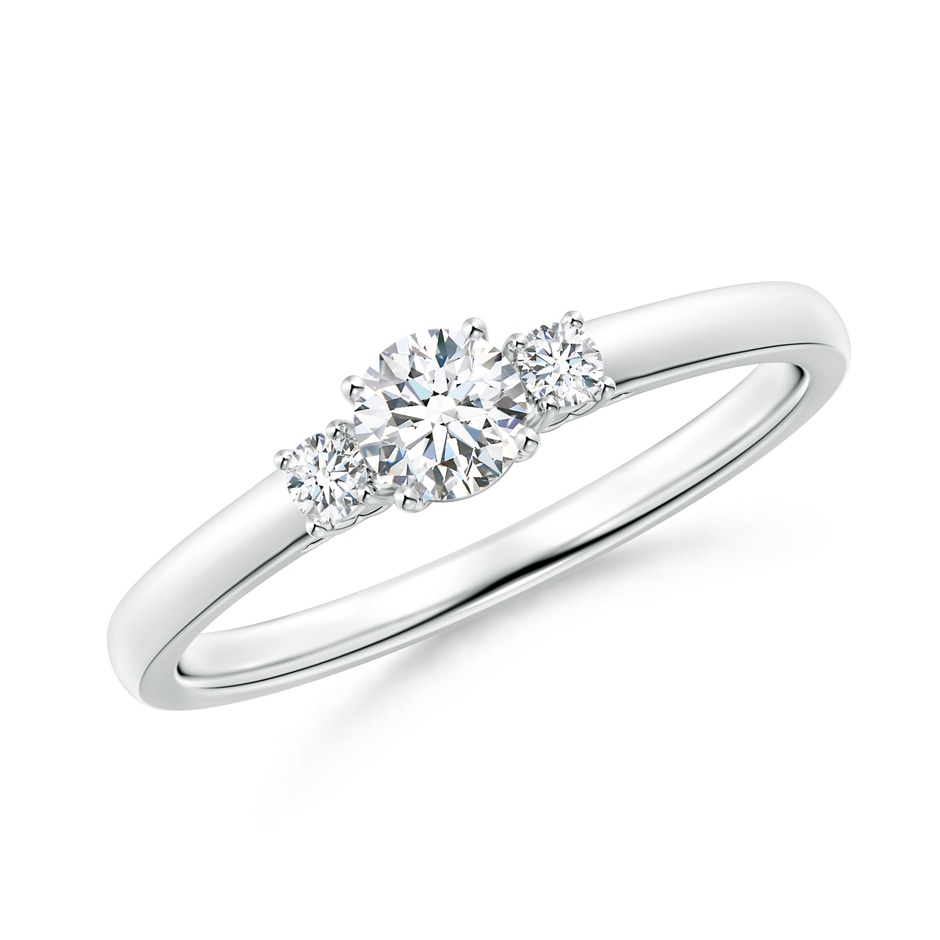 4.1mm GVS2 Round Diamond Three Stone Engagement Ring in P950 Platinum 